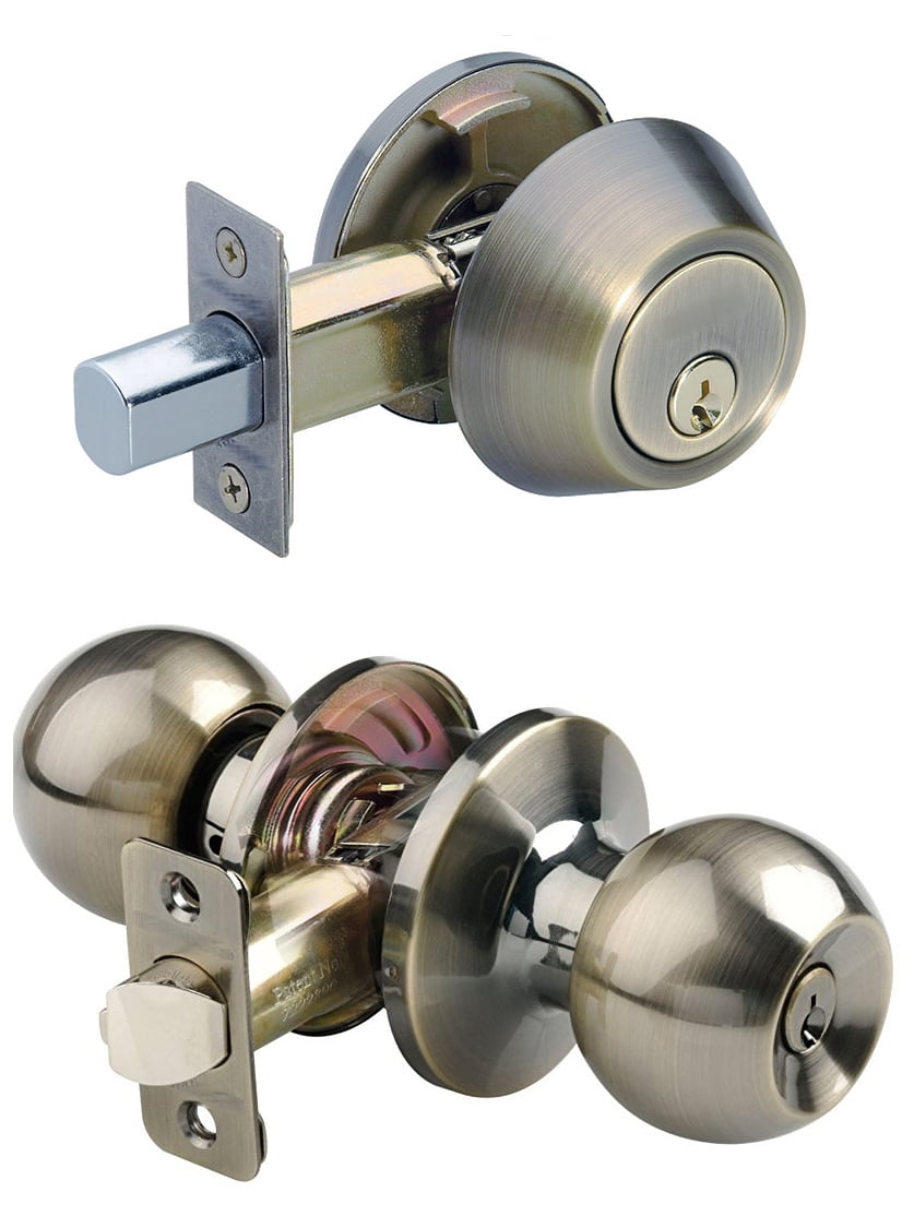 Single Cylinder Deadbolt Entrance Entry Door Knob Lock Combo Set