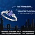 thumbnail image 2 of Gem Stone King 925 Sterling Silver Blue Iolite and Lab Grown Diamond Engagement Ring for Women | 0.99 Cttw | Oval Checkerboard 7X5MM | Gemstone Birthstone | Size 6, 2 of 6