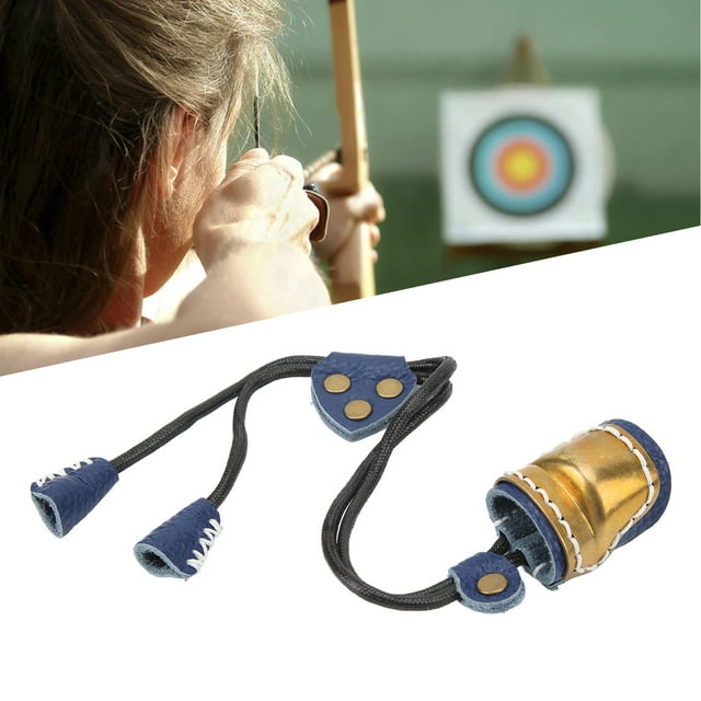 Archery Finger Protector, Brass And Leather Archery Thumb Guard For Archery Training Equipment