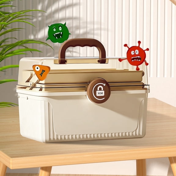 Beteliva Medical Storage Box--Multi-Layer First Aid Box, Organizer First Aid Container for Outdoor - Cream White