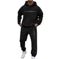 thumbnail image 2 of Men's Tracksuits 2 Piece Set Letter Graphic Hoodie Sweatshirt and Drawstring Sweatpants Sets Casual Solid Fall Winter Long Sleeve Sport Suit with Pocket, 2 of 5