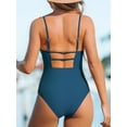 thumbnail image 2 of Women Swimsuit One Piece Bathing Suit Square Neck Cutout Back Tummy Control with Adjustable Spaghetti Straps, 2 of 5