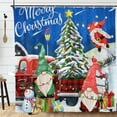 thumbnail image 2 of Christmas Shower Curtain Gnomes Bath Curtain Red Truck Christmas Tree Snowman Holiday Decorations Waterproof with 12Hooks 72"x72", 2 of 7