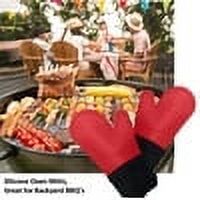 Ecoberi Silicone Oven Mitts and Pot Holder Set, Heat Resistant, Cook, Bake, BBQ, Pack of 3 Red - image 2 of 6