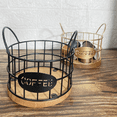 thumbnail image 6 of Wooden Coffee Capsule Organizer Kitchen Countertop Storage Basket with Base Counter K Cup Holder Fruit Nuts for Bar,B Wooden+Metal Black, 6 of 9