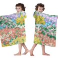thumbnail image 4 of Pioneer Flower Floral Print Pattern Hooded Bath Towel，50"x30" for Ages 3 To 12 Kids, Quick Dry Lightweight Soft Microfiber Hood Beach Towel Cover Up for Kids, 4 of 7