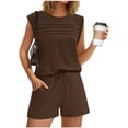 thumbnail image 5 of Stamzod Womens 2 Piece Matching Shorts Sets 2026 Summer Pleated Sleeveless Tank Top and Bottom Airport Vacation Outfits Coffee XL, 5 of 8