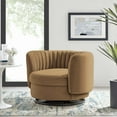 thumbnail image 2 of Armchair Swivel Accent Tufted Chair, Black Brown, Velvet, Modern Contemporary, Living Lounge Cafe Room Hotel Lobby Hospitality, 2 of 7
