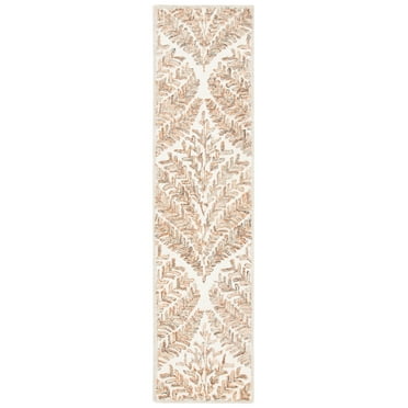 SAFAVIEH Capri Proinsias Leaves Wool Runner Rug, Ivory/Brown, 2'3" x 5'