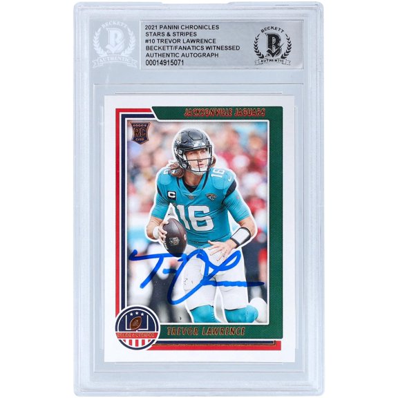 Trevor Lawrence Jacksonville Jaguars Autographed 2021 Panini Chronicles Stars and Stripes #STS-TLR Beckett Fanatics Witnessed Authenticated Rookie Card - Fanatics Authentic Certified