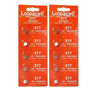 LOOPACELL SR626SW 377 Silver Oxide Watch Battery 10 Pack