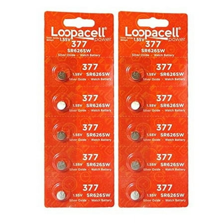 LOOPACELL SR626SW 377 Silver Oxide Watch Battery 10 Pack