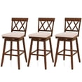 thumbnail image 1 of Costway 29" Bar Stool Wooden Chair Set of 3 with Contoured Backrest Swivel Padded Seat Oak, 1 of 9