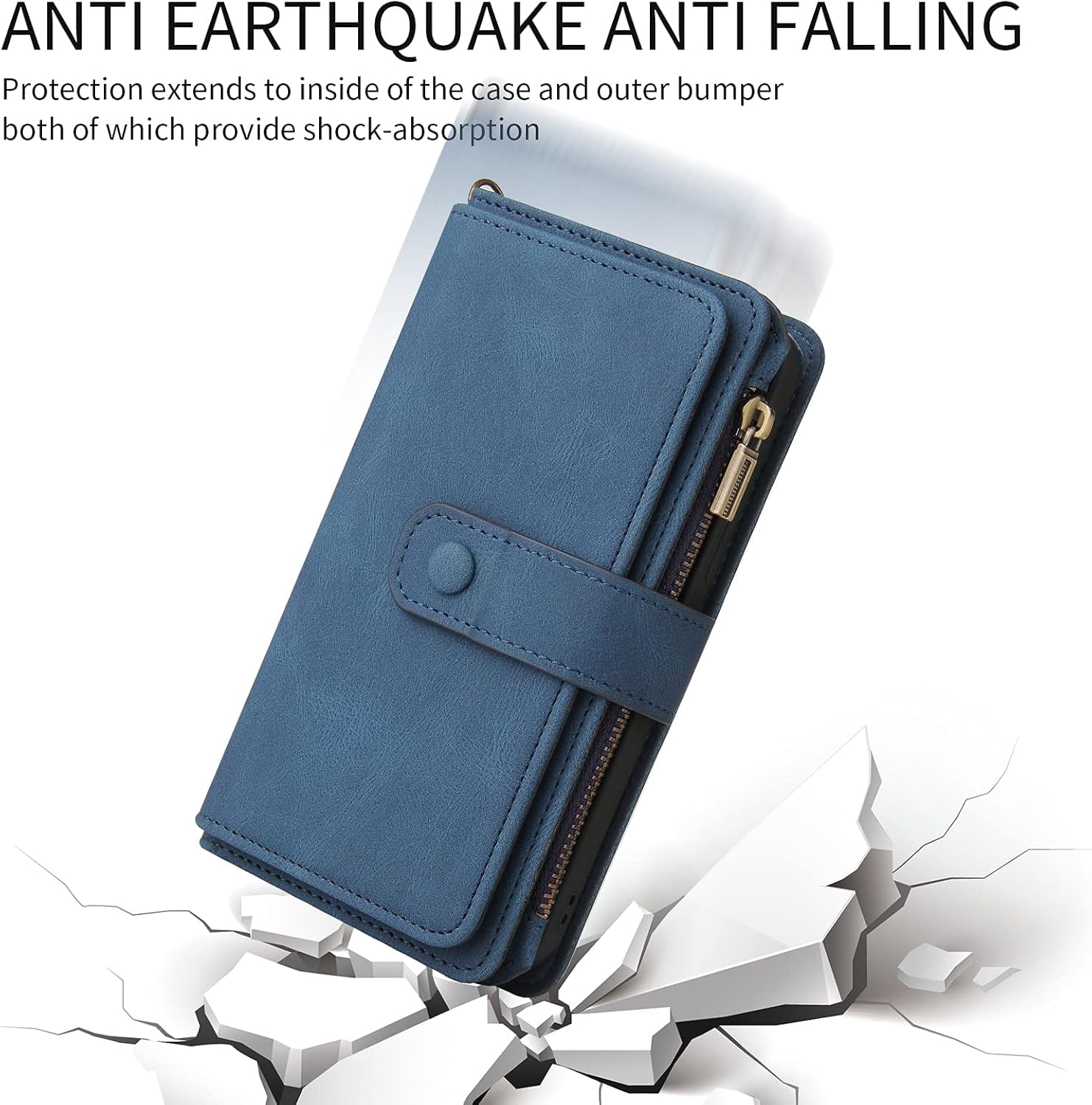 Solennerer Phone Case for iPhone 12 Mini 5.4 Wallet Cover with Tempered Glass Screen Protector and Wrist Strap Flip Credit Card Holder Slot Stand Cell iPhone12mini 5G i 12s iPhone12 12mini Women Men