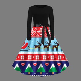 Robe Noël Minx Imprimé Père Noël - Taille L, Manches Longues, Rouge/blanc/noir, Coton Jersey