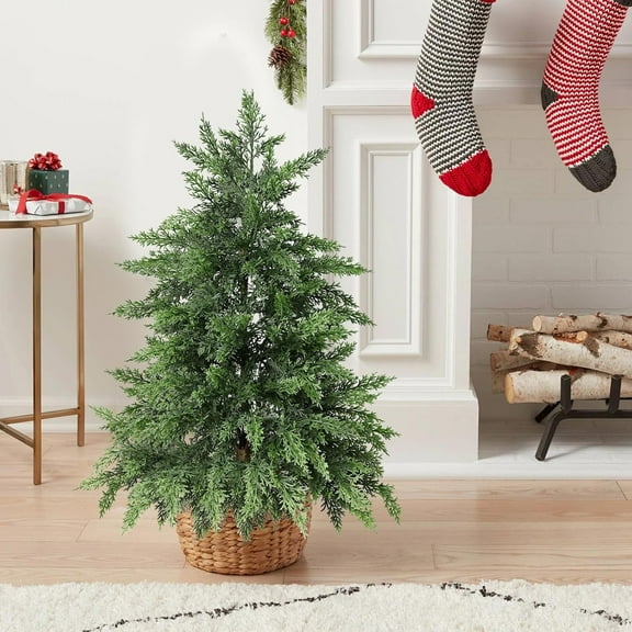 Artificial Topiary Trees for Outdoor Front Porch Décor, Real Touch Pine Tree, UV Rated Fake Potted Plants for Indoor and Outdoor Use