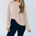 thumbnail image 5 of EchfiProm Ribbed Tops for Women Beige Pullover Y2k Loose Long Sleeve Crew Neck Bell Sleeve Womens Sweater, 5 of 5
