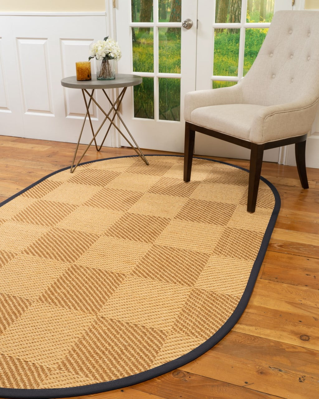 Natural Area Rugs Osaka Custom Sisal Rug, 8' x 10', Oval Midnight Blue