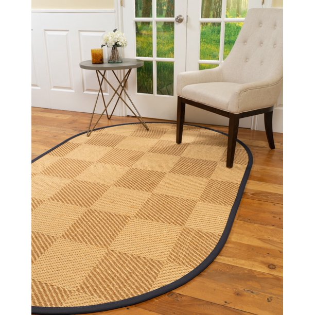 Natural Area Rugs Osaka Custom Sisal Rug, 8' x 10', Oval Midnight Blue