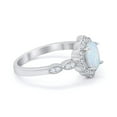 thumbnail image 3 of Halo Art Deco Oval Engagement Ring Lab Created White Opal 925 Sterling Silver Size 9, 3 of 4