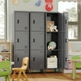 thumbnail image 2 of Aobabo 66.2" H Metal Locker with Hooks and Ventilation Holes,3 Door Metal Storage Locker with Keys and Business Card Slof for Home,Gym,Garage,School,Office,Assembly Required,Dark Gray, 2 of 7