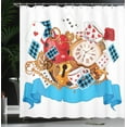 thumbnail image 3 of Ambesonne Cartoon Shower Curtain, Fantasy World Cards Clocks, 69"Wx70"L, Multicolor, 3 of 4