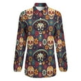 thumbnail image 4 of Colorful Collection of Skulls And Flowers Long Sleeve Blouse Woman Streetwear Casual Shirts Summer Oversize Woman Streetwear Clothing Birthday Present, 4 of 7