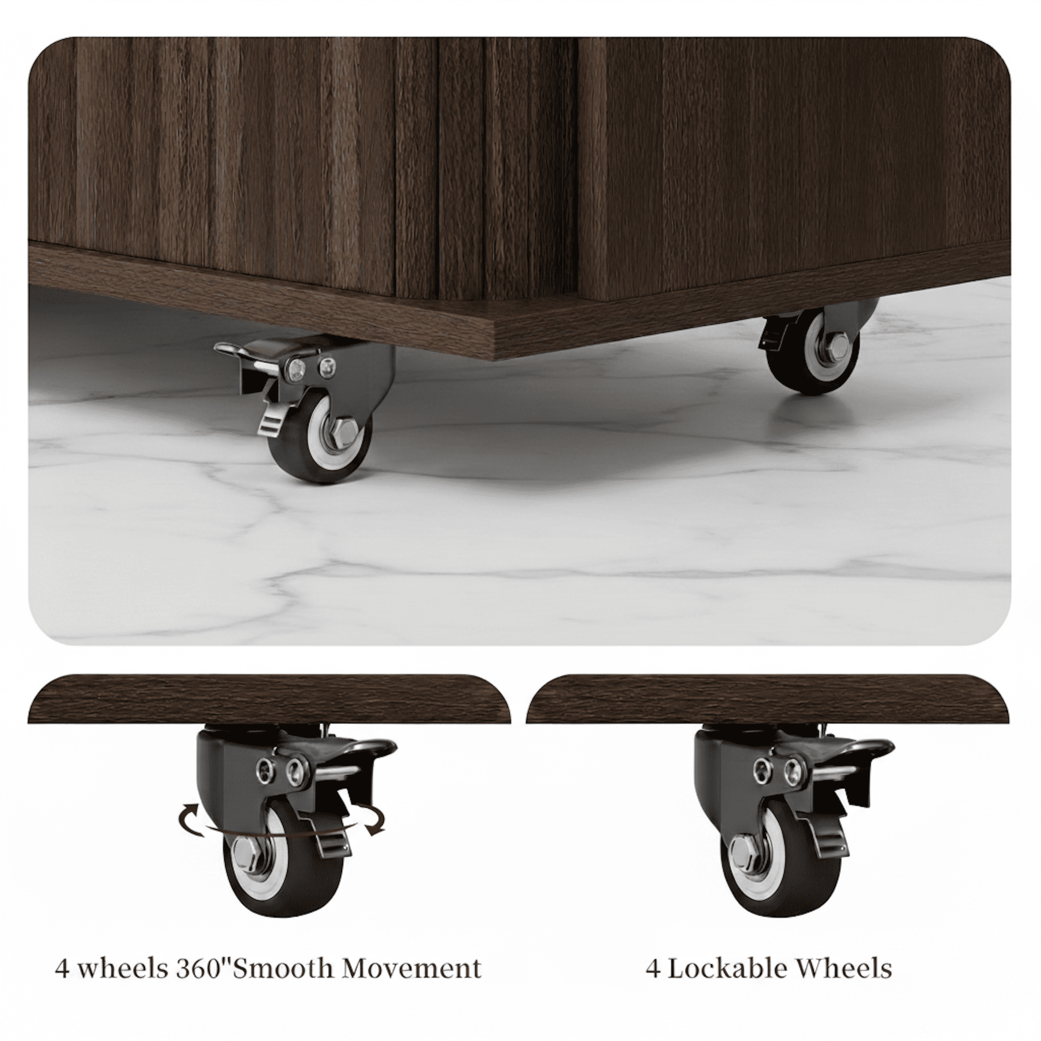 AISWORD Rolling Kitchen Island with Drop Leaf, Sliding Door, Drawers & Spice Rack, Brown