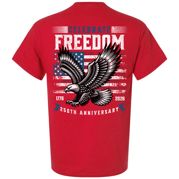 Patriot Pride Reckless Patriot Men's Graphic T-Shirt - Celebrate Freedom, 250th Anniversary American Flag With Eagle-Red-4xl