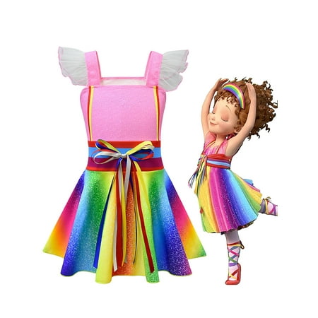 Kids Girls Nancy Sleeveless Cosplay Costume Rainbow Party Fancy Outfits