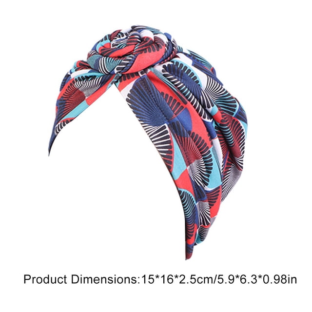 Turbans de Styles Bohèmes pour les Femmes Conception Élastique Couvre-Chef Bonnet Pré-Lié Plissé Tête de Mort à la Mode Couvre-Chef Tourbillonnant fan Rouge Bleu Foncé