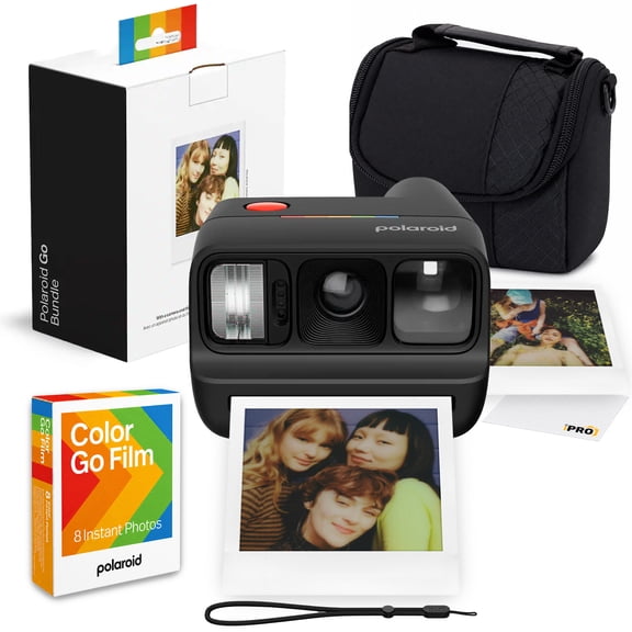 Polaroid Go Generation 3 Instant Camera Black | Self-Timer, Double Exposure, Built-in Flash, USB-C | Includes 8 Color Film Sheets   Camera Bag