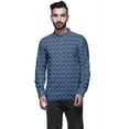 thumbnail image 1 of Atasi Kurta en Coton à Manches Longues à Revers pour Hommes Col Mandarin Chemise Ethnique Imprimée, 1 of 1