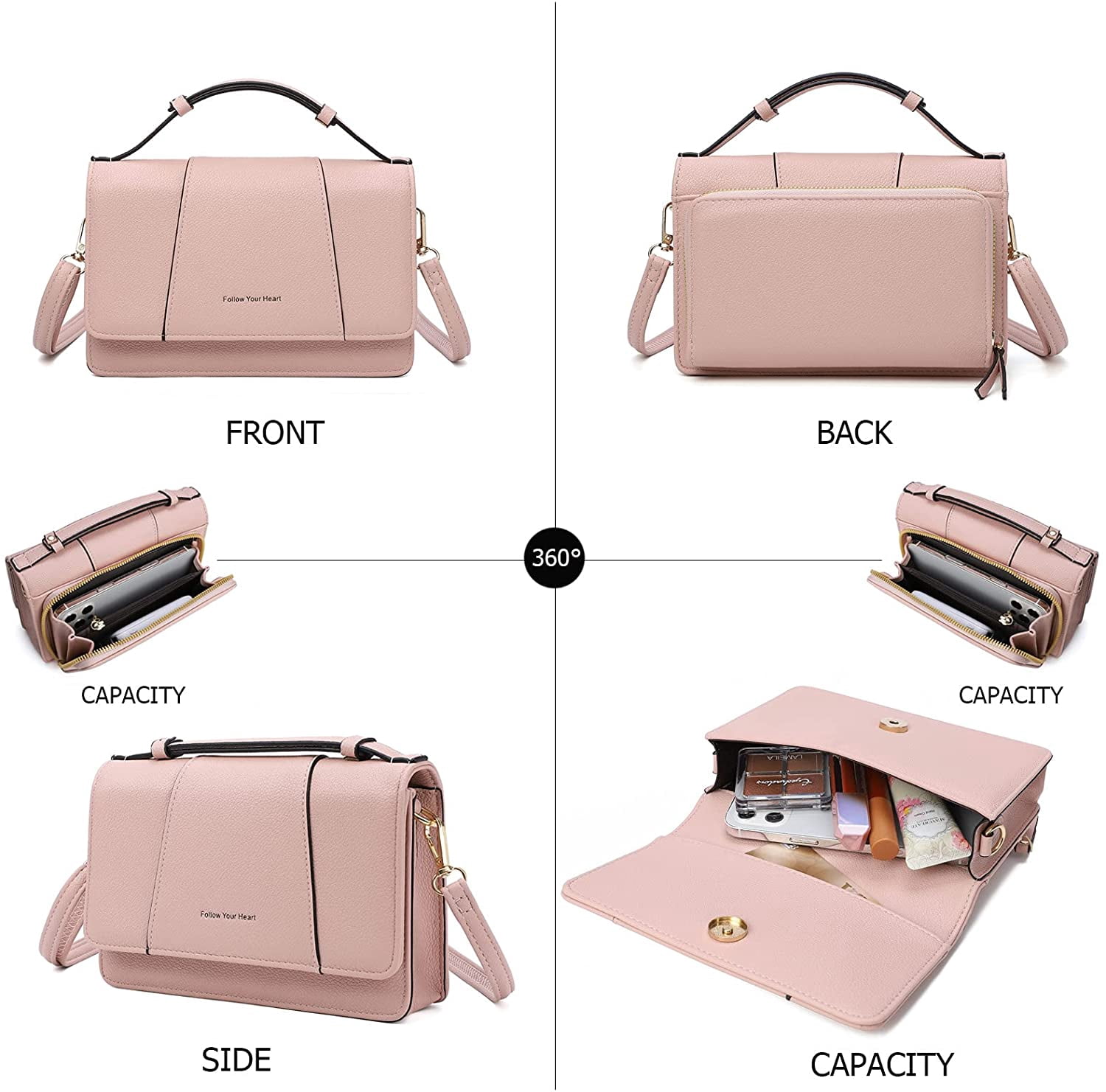Small Crossbody Handbag for Women, Lightweight Shoulder Messenger Bag Clutch Purse Top Handle Phone Bag