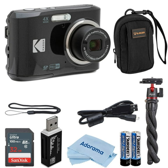 Kodak PIXPRO FZ45 Friendly Zoom 16MP Full HD Digital Camera, Black, Bundle with 32GB Memory Card and Camera Bag