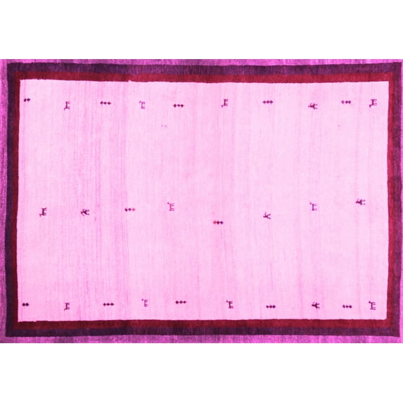 Ahgly Company Indoor Rectangle Solid Pink Modern Area Rugs, 4' x 6'