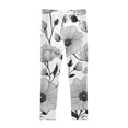 thumbnail image 2 of Girl's Legging Full-Length Colorful Print Tights For Dance Gym Everyday Wear Black and White Flowers, 2 of 8