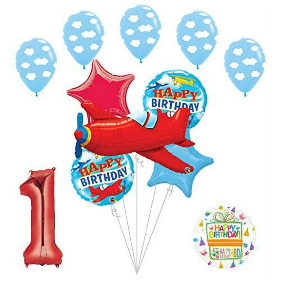 Airplane 1st First Birthday Party Supplies Vintage Plane Balloon Bouquet Decorations