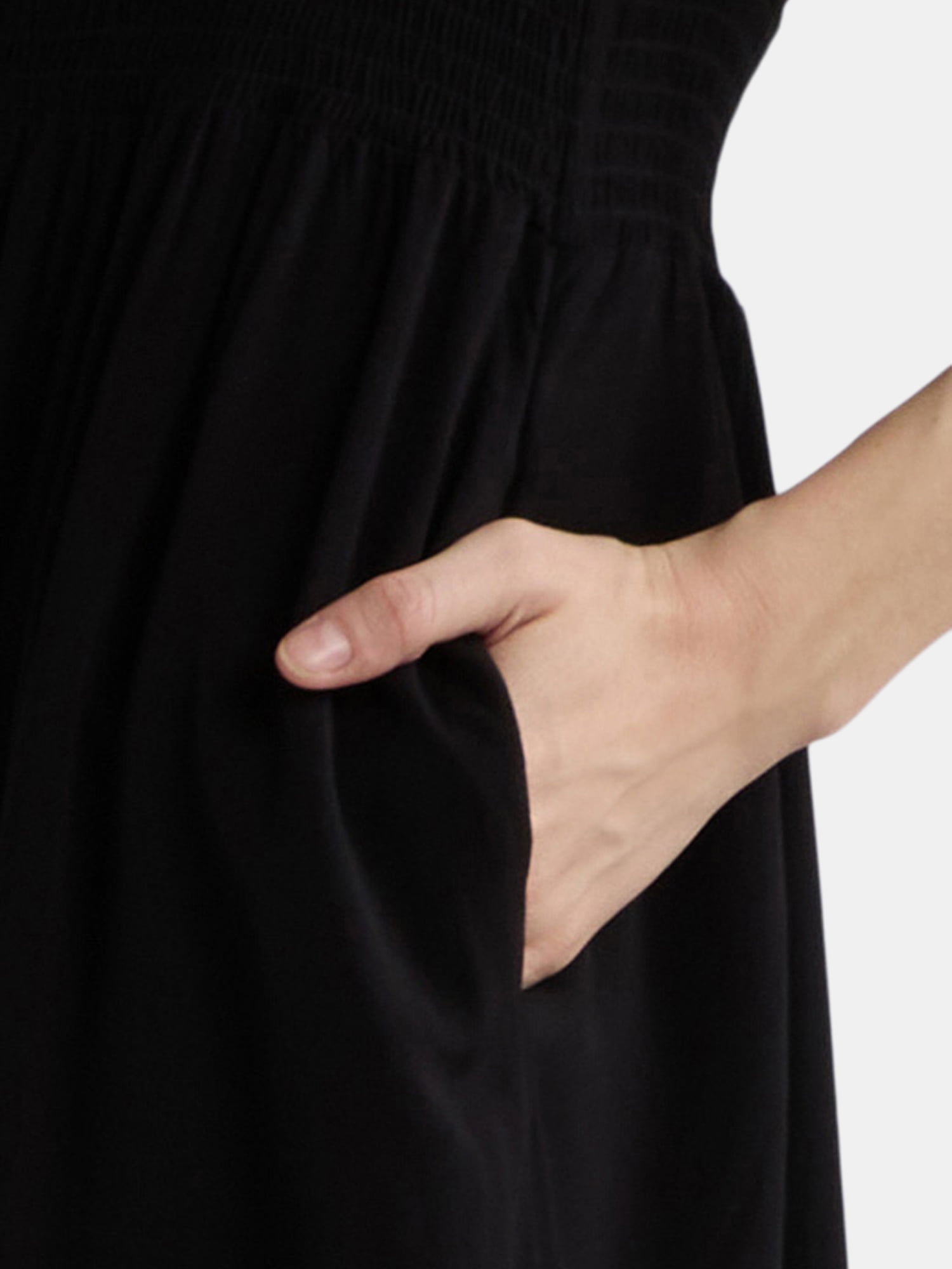 Time and Tru Women's and Women's Plus Smocked Waist Midi Dress with Short Sleeves, Sizes XS-4X