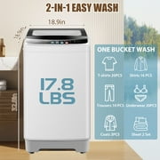 Adnoom Portable Washing Machine, 17.8 lbs Fully Automatic Compact Washer, 10 Wash Programs, Washer and Spin Dryer Combo with Dump Pump, Ideal for Apartment Dorm Camping