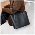 thumbnail image 4 of Faux Leather Tote Bag Zipper Adjustable Simple Work Shoulder Bag Casual Handbag, 4 of 10