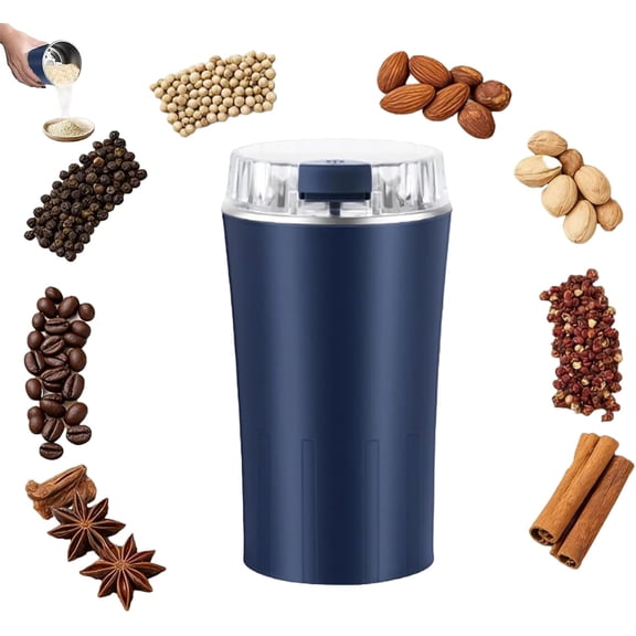 Household Superfine Grinder, Portable Multi-Grain Blending & Powdering Machine, Electric Coffee Bean & Spice Grinder with Stainless Steel Blades, for Grains, Herbs, and Espresso (Blue)