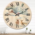 thumbnail image 2 of Designart 'Two Deers With Winter Cottage' Farmhouse Wood Wall Clock, 2 of 5