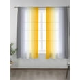 thumbnail image 2 of Abstract Sheer Curtains 63 Inch Long 2 Panels, Dark Gray Yellow Gradient Ombre Light Filtering Rod Pocket Semi Sheer Curtains, Sheer Voile Drapes for Living Room Bedroom, 52"x63", 2 of 5