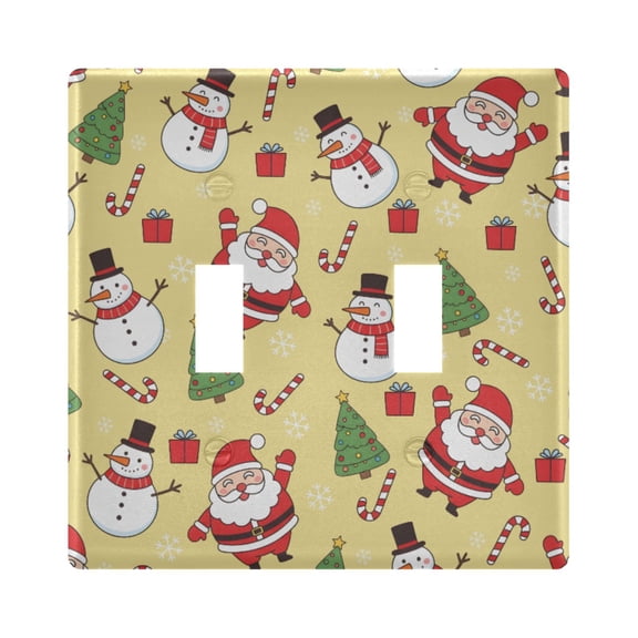 Dailycode Light Switch Plate Covers 2 Gang Wall Plate Plastics Outlet Covers for Kitchen Home Office Decor Cute Santa Claus Snowman Tree