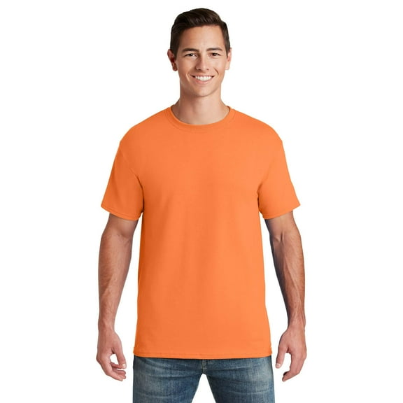 JERZEES Men's Hi Vis Safety Orange Dri-Power 50/50 Crew Neck Short Sleeve Work T-Shirt, 1-Pack S-2XL