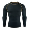 thumbnail image 4 of SHenli Men's Athletic Long Sleeve Compression Shirt Performance Thermal Workout Top for Gym Running Sports Yellow XL, 4 of 4