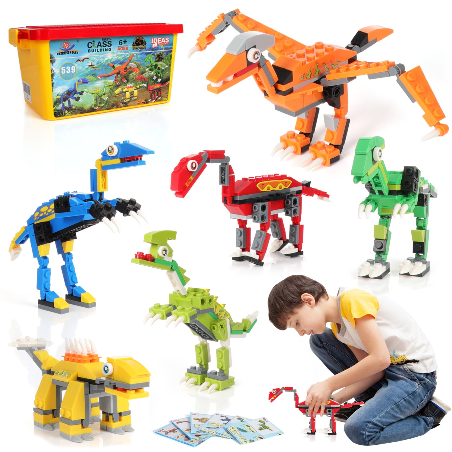 Educational Construction Engineering Learning Toy Set for Boys Gift Age 6 7 8 9 10 11 12 Year Old 6 in 1 Dinosaurs Building Bricks Toys for Kid GARUNK 673 Pcs Dinosaurs Building Blocks Set 