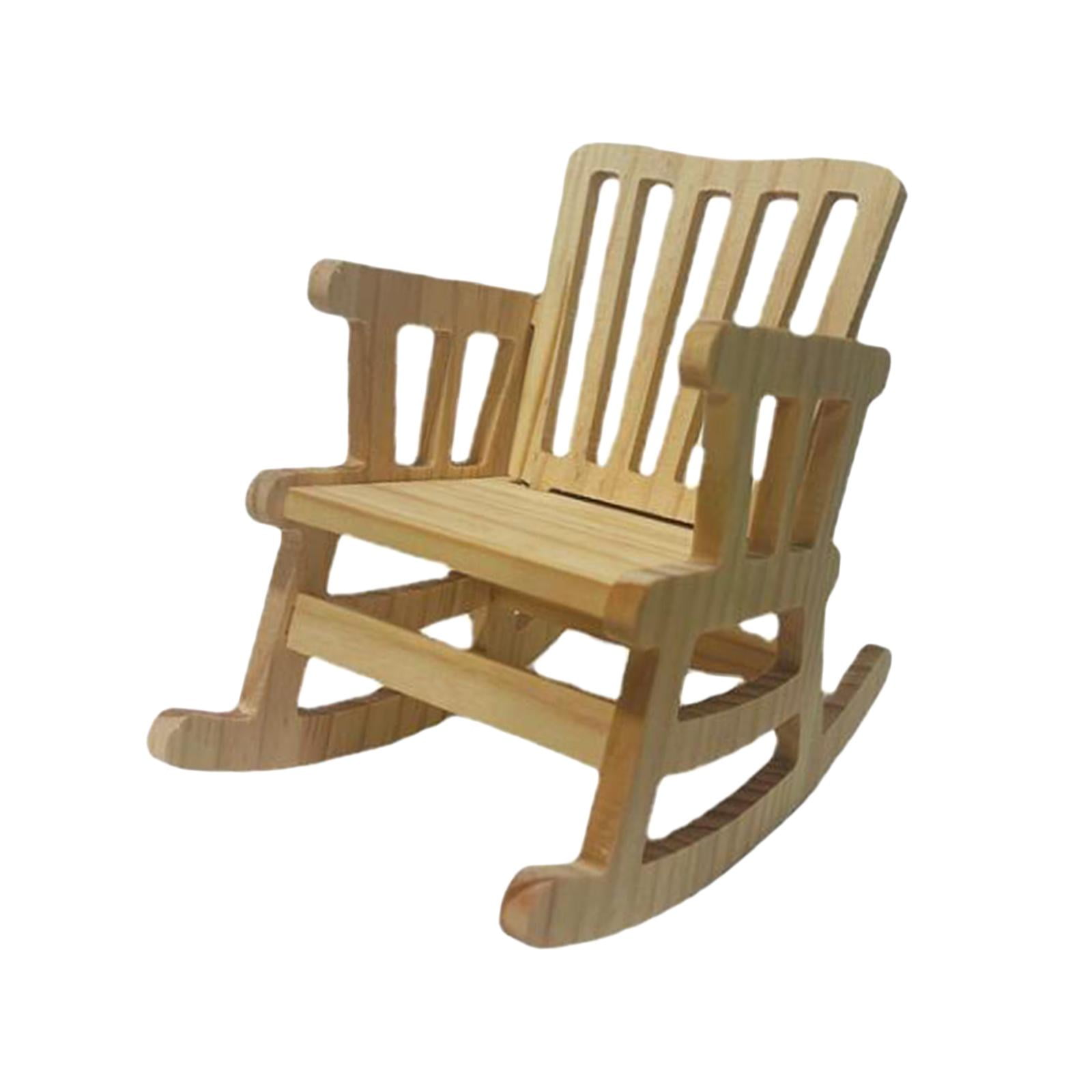 Realistic Mini Wooden Rocking Chair Wood Chairs Model Unpainted