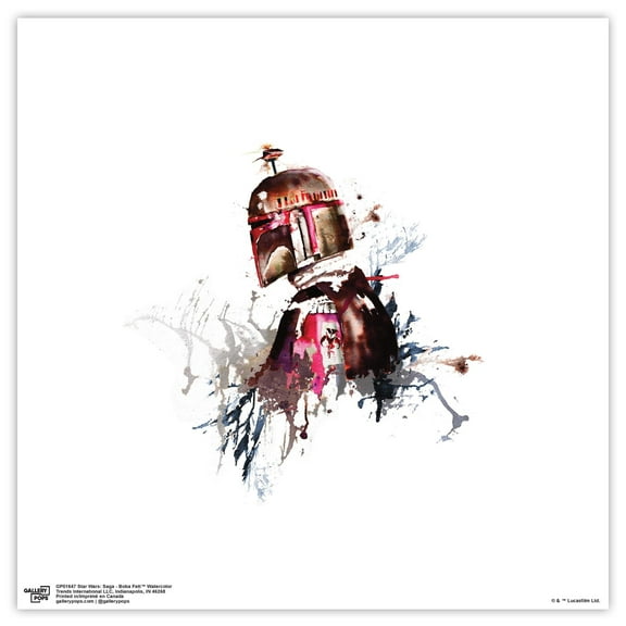 Gallery Pops Star Wars: Saga - Boba Fett Watercolor Wall Art, Unframed Version, 12" x 12"